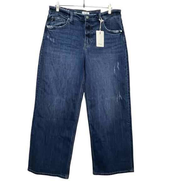 KanCan Wide Leg Jeans Size 13 (34x30.5) High Rise Blue Denim NWT - Picture 1 of 11